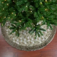 Northlight 48" Green and Brown Knit Deer and Tree Christmas Tree Skirt