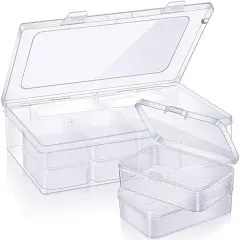 12 Pieces Small Clear Plastic Beads Storage Container and Organizer Transparent Boxes with Hinged Lid for Storage of Small Items, Jewelry, Diamonds, DIY Art Craft Accessory (3.35 x 2.17 x 1 Inch)