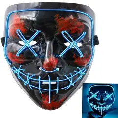 Kitcheniva Halloween Face Mask LED Light Up Party Purge Blue