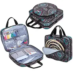 Embroidery Project Bag, Square Embroidery Supplies Storage Tote Bag, Portable Craft Carry Case for Embroidery Kits and Cross Stitch Kits Tools, Multiple Pockets, Totem, Bag Only