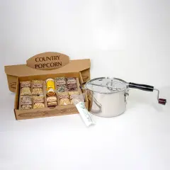 Amish Country Popcorn Complete Gift Set Popper 8 Popcorn Varieties Salt and Oil