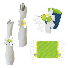 Big Dot of Happiness Let's Rally - Pickleball - Birthday or Retirement Party Paper Napkin Holder - Napkin Rings - Set of 24