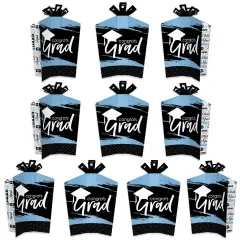Big Dot of Happiness Light Blue Graduation Table Decorations - Party Fold and Flare Centerpieces - 10 Count