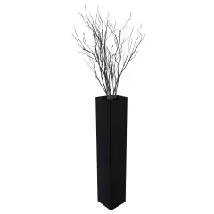 Large Tall Rectangular Wooden Modern Floor Vase - Sleek Contemporary Decor Accent for Living Room, Bedroom, Hallway and Entryway - Handcrafted Decorative Display Piece with Elegant Design Large Black