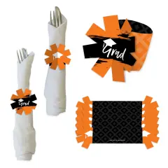 Big Dot of Happiness Orange Grad - Best is Yet to Come - Orange Graduation Party Paper Napkin Holder - Napkin Rings - Set of 24
