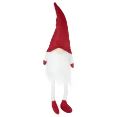 Northlight Lighted Sitting Gnome with Dangling Legs Christmas Decoration - 20" Red