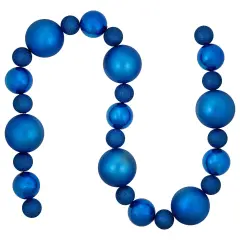 Northlight 3-Finish Shatterproof Ball Christmas Garland - 6'x 4" - Blue- Unlit