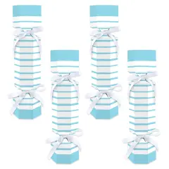 Big Dot of Happiness Blue Stripes - No Snap Simple Party Table Favors - DIY Cracker Boxes - Set of 12
