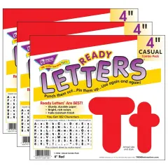 Red 4-Inch Casual Uppercase/Lowercase Combo Pack Ready Letters&reg;, 182 Per Pack, 3 Packs