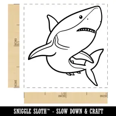 Powerful Great White Shark Self-Inking Rubber Stamp Ink Stamper Orange