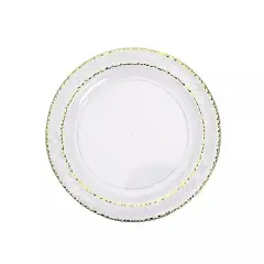 30 CLEAR 7.5" Round Salad PLATES Hammered GOLD Trim