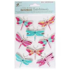 Little Birdie Glitter Embellishments 8/Pkg-Dreamy Dragonfly