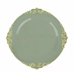 10 DUSTY SAGE GOLD 10" Round Plastic Salad Dinner PLATES
