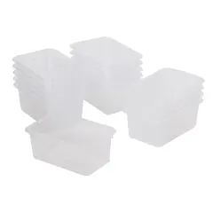 Scoop Front Storage Bins, Multipurpose Organization, 15-Pack Clear