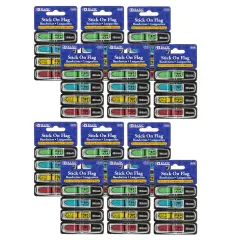 Neon Color Printed Sign Here Flags with Dispenser, 100 Per Pack, 12 Packs