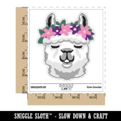Flower Crown Llama Head Waterproof Vinyl Phone Tablet Laptop Water Bottle Sticker Set - 5 Pack