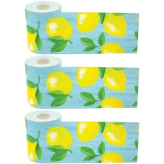 Lemon Zest Straight Rolled Border Trim, 50 Feet Per Roll, Pack of 3