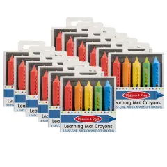 Learning Mat Crayons, 5 Assorted Colors Per Pack, 12 Packs