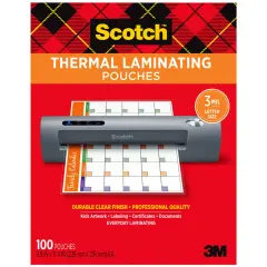 Thermal Laminating Pouches, 3 mil Size, Pack of 100