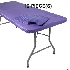 Fitted Plastic Tablecloths Bulk 12 Pc. 8 Ft. Purple