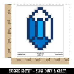 Pixel Gem Diamond Emerald Rupee RPG Game Waterproof Vinyl Phone Tablet Laptop Water Bottle Sticker Set - 5 Pack