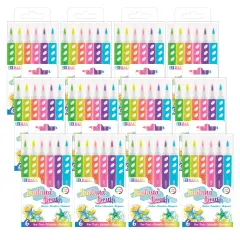 Brush Markers, Fluorescent Colors, 6 Per Pack, 12 Packs