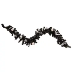 Northlight Pre-Lit Battery Operated Black Pine Artificial Christmas Garland -6' x 10" - Cool White LED Lights