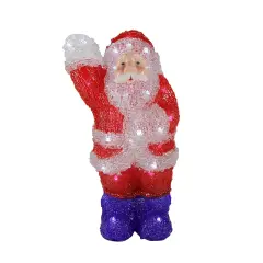 Northlight Lighted Commercial Grade Acrylic Waving Santa Claus Christmas Outdoor Decoration - 14" Red