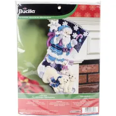 Bucilla Felt Stocking Applique Kit 18" Long-Arctic Santa