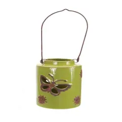 Melrose 12.5" Green Cut-Out Butterfly Tea Light or Votive Candle Holder