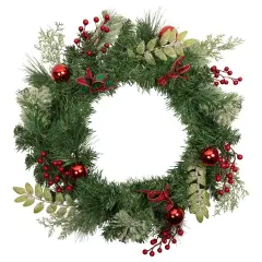 Northlight Decorated Frosted Pine and Pine Cone Artificial Christmas Wreath, 24-Inch, Unlit Green