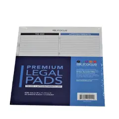 RE-FOCUS THE CREATIVE OFFICE, Professional To do and Appointment list pad, Legal size, 2 pack, 30 sheets each Blue