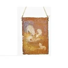 Roman 5" Orange Baby Jesus with Sheep Plaque Christmas Ornament