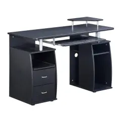 Techni Office Solutions 47.25" Black Espresso Unique Techni Mobili Complete Workstation Computer Desk with Storage