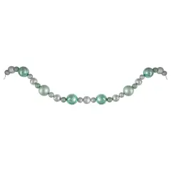 Northlight 3-Finish Shatterproof Ball Christmas Garland - 6' x 4" - Silver and Green - Unlit