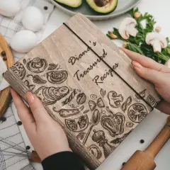 Family Cookbook, Personalized Gift for Her, Wooden Cook Book Recipe Planner by Enjoy The Wood