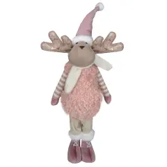 Northlight Standing Boy Moose Christmas Figurine - 26" - Pink and Beige