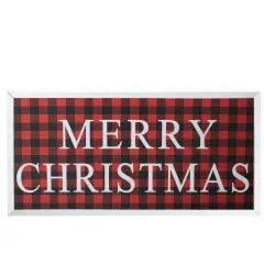Northlight 24&rdquo; Red and Black Buffalo Plaid Merry Christmas Wooden Hanging Wall Sign