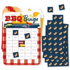 Big Dot of Happiness Fire Up the Grill - Bingo Cards and Markers - Summer BBQ Picnic Party Bingo Game - Set of 18