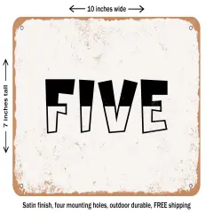 DECORATIVE METAL SIGN - Five - 2 - Vintage Rusty Look