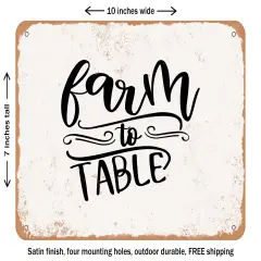 DECORATIVE METAL SIGN - Farm to Table - Vintage Rusty Look
