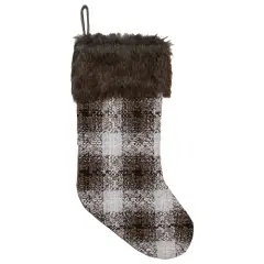 Northlight 18" Brown and White Buffalo Plaid Christmas Stocking