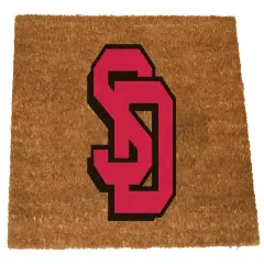 The Memory Company NCAA South Dakota Coyotes Logo Rectangular Coir Door Mat 29.5" x 19.5" Brown