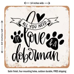 DECORATIVE METAL SIGN - Doberman - Vintage Rusty Look