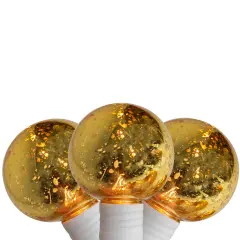 Hofert Mercury Glass Style G40 Globe Christmas Lights - Gold - 5.25' White Wire - 10ct Clear