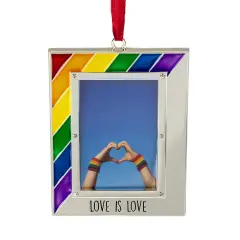 Northlight Picture Frame "Love is Love" Christmas Ornament - for 2.75" x 1.5" Photo - 3.5" Silver