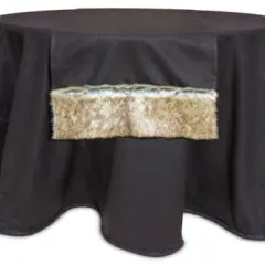 Melrose 70" Brown Country Rustic Christmas Table Runner with Faux Fur Border Trim