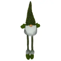 Northlight Dangling Legs Sitting Boy Gnome with Beard Christmas Figure - 21" - Green