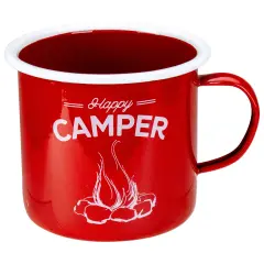 Raz 5.5&rdquo; Red and White Happy Camper Mug