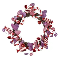 Northlight Candies and Hearts Valentine's Day Wreath - 16" - Pink and Purple